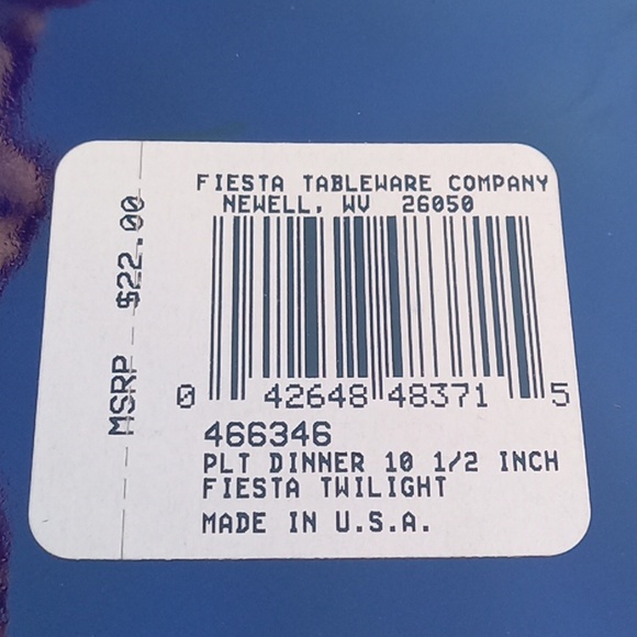New! 4 x Twilight Dinner Plate 10.5" Fiesta Tableware Company Vitrified Ceramic - Picture 6 of 6